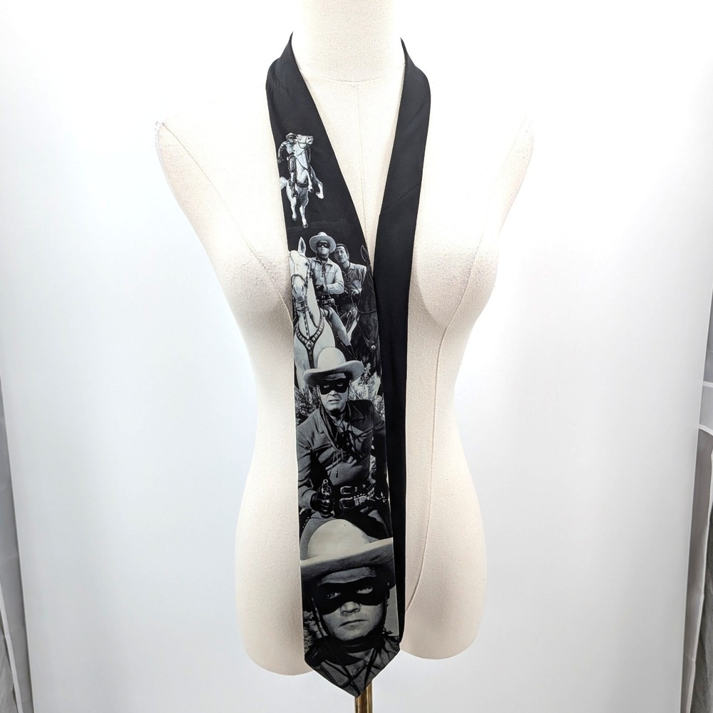 Vintage 1994 Lone Ranger Tie Ralph Marlin Cowboy Western TV Necktie Made USA